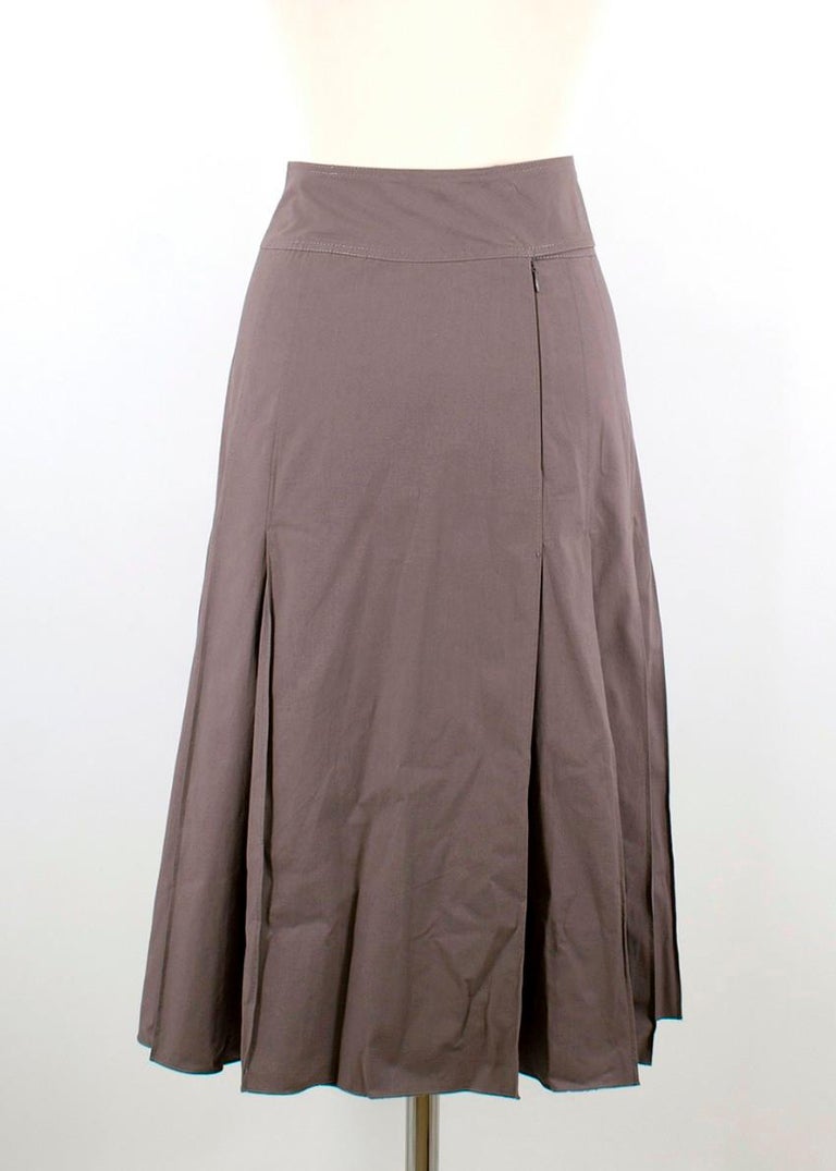 Bottega Veneta Grey Pleated Maxi Skirt US 00 For Sale at 1stDibs