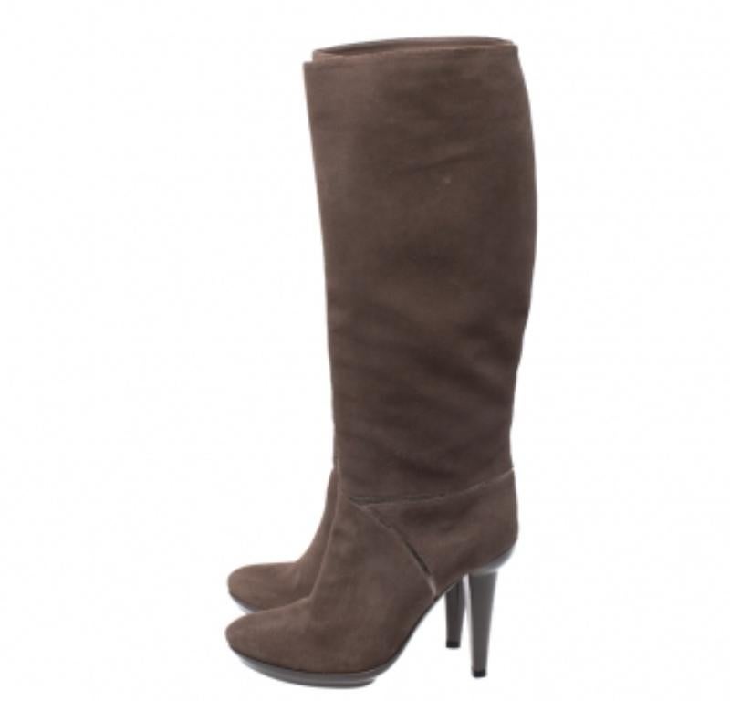 Bottega Veneta - Bottes en daim gris Taille 38.5 en vente 2