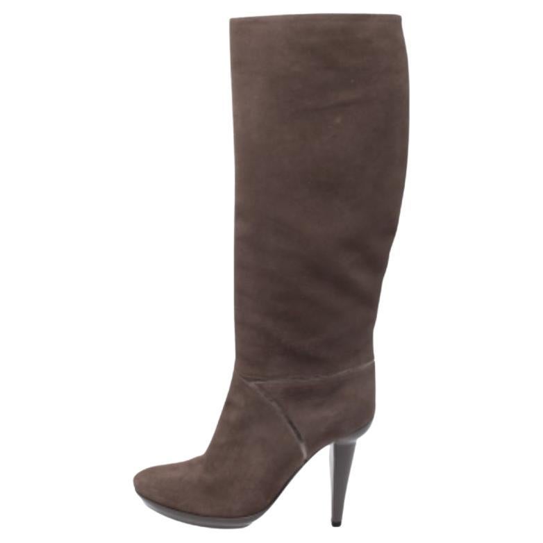 Bottega Veneta - Bottes en daim gris Taille 38.5