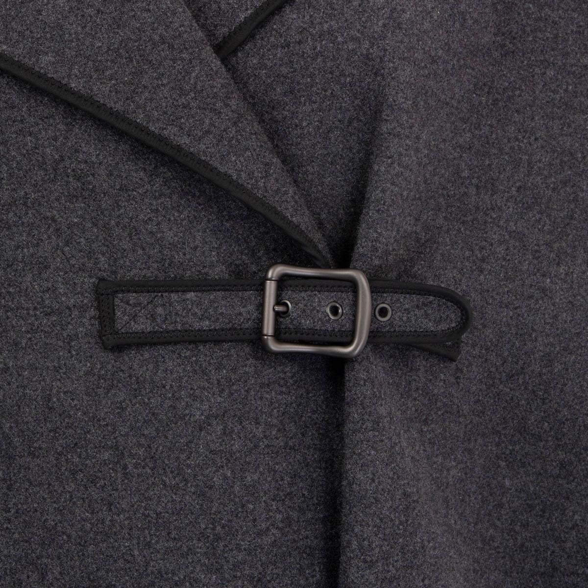 Black BOTTEGA VENETA grey wool & angora BUCKLE SHORT SLEEVE CAPE Jacket 38 XS For Sale