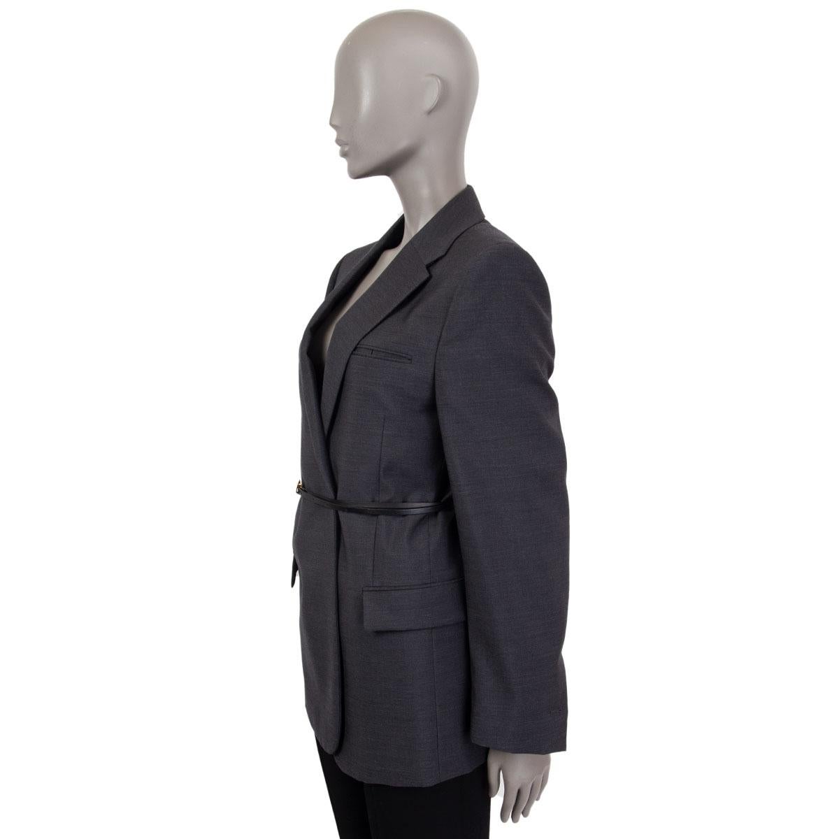 grey belted blazer