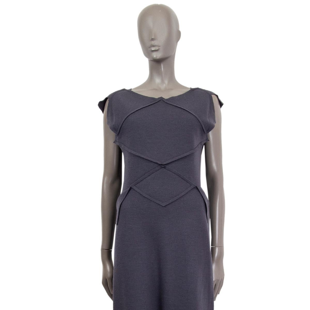 Women's BOTTEGA VENETA grey wool SLEEVELESS PATCHWORK SHEATH Dress 44 L For Sale