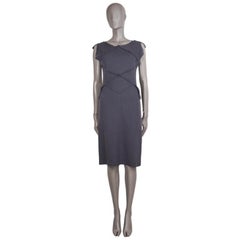 BOTTEGA VENETA grey wool SLEEVELESS PATCHWORK SHEATH Dress 44 L