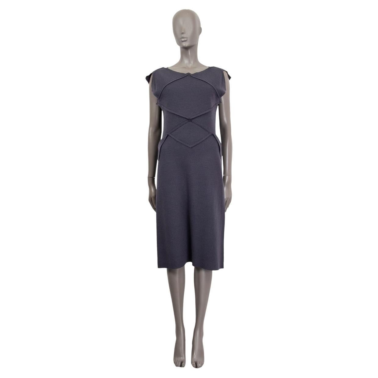BOTTEGA VENETA grey wool SLEEVELESS PATCHWORK SHEATH Dress 44 L For Sale