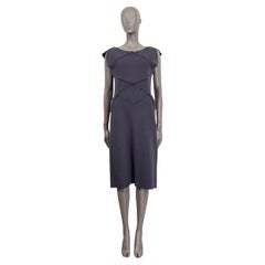 BOTTEGA VENETA grey wool SLEEVELESS PATCHWORK SHEATH Dress 44 L
