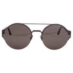 BOTTEGA VENETA gunmetal metal WOVEN ROUND Sunglasses BV0013S