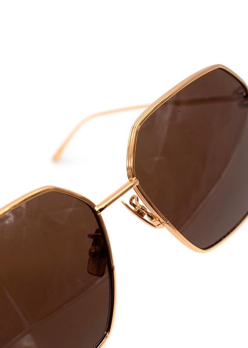 Bottega Veneta Hexagon-Frame Gold-Tone Aviator Sunglasses For Sale 2