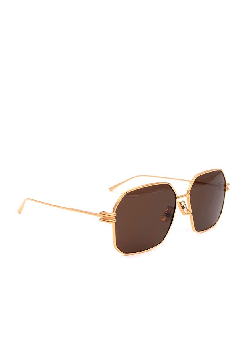 bottega veneta hexagon-frame gold-tone sunglasses