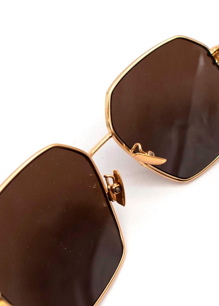 Bottega Veneta Hexagon Frame Gold Tone Aviator Sunglasses For Sale At 1stdibs