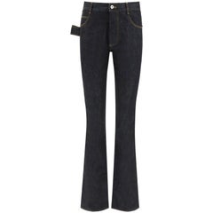Bottega Veneta High Waist Jeans Size 38 US2 Blue Indigo Wide Leg Denim Flare