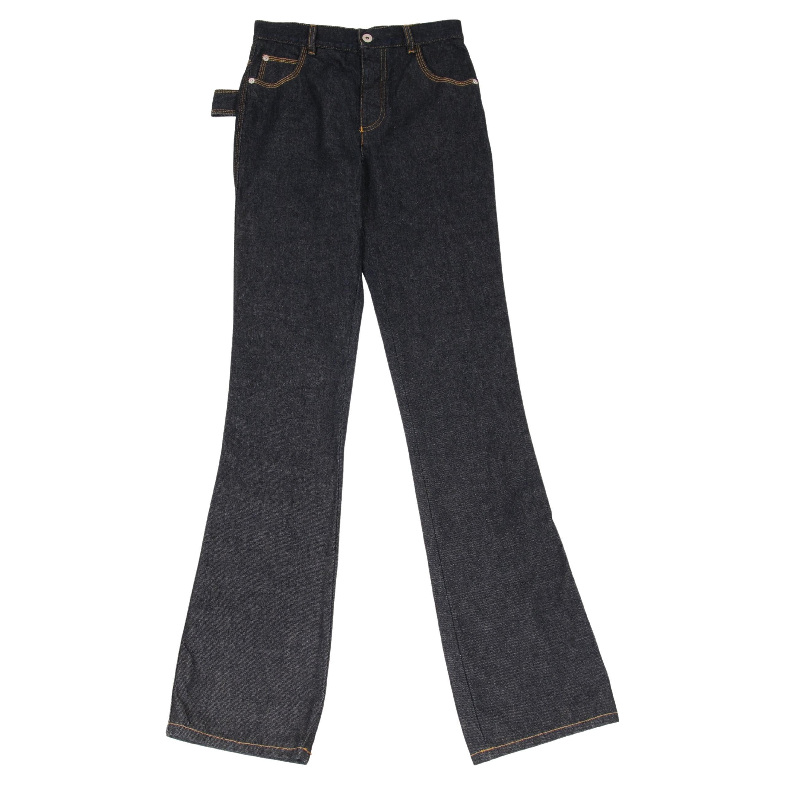 Bottega Veneta Jeans a vita alta taglia 38 US2 Blu Indaco gamba larga Denim Flare