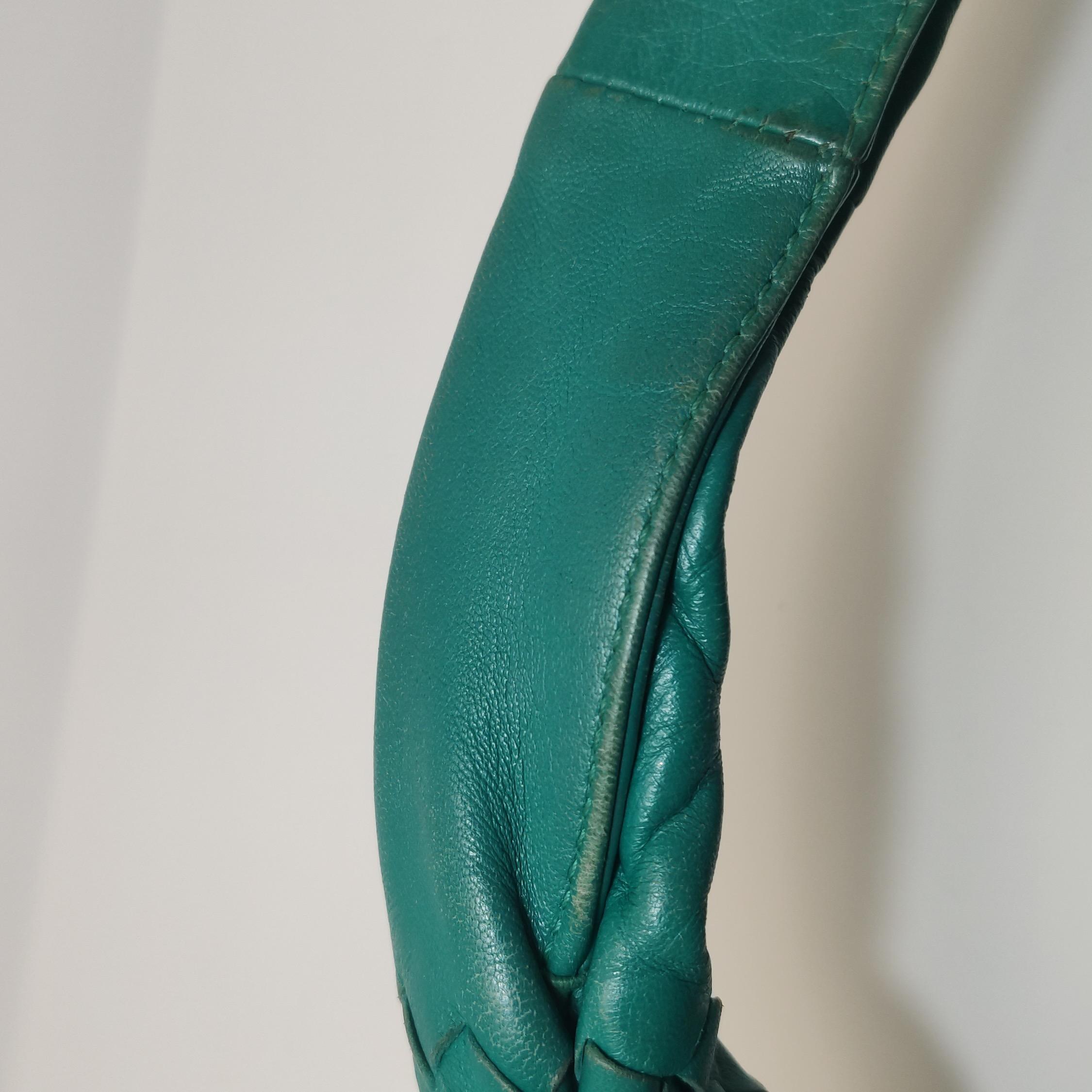 Bottega Veneta Hobo Bag Lambskin Intrecciato Teal Green Medium Large 47cm en vente 6