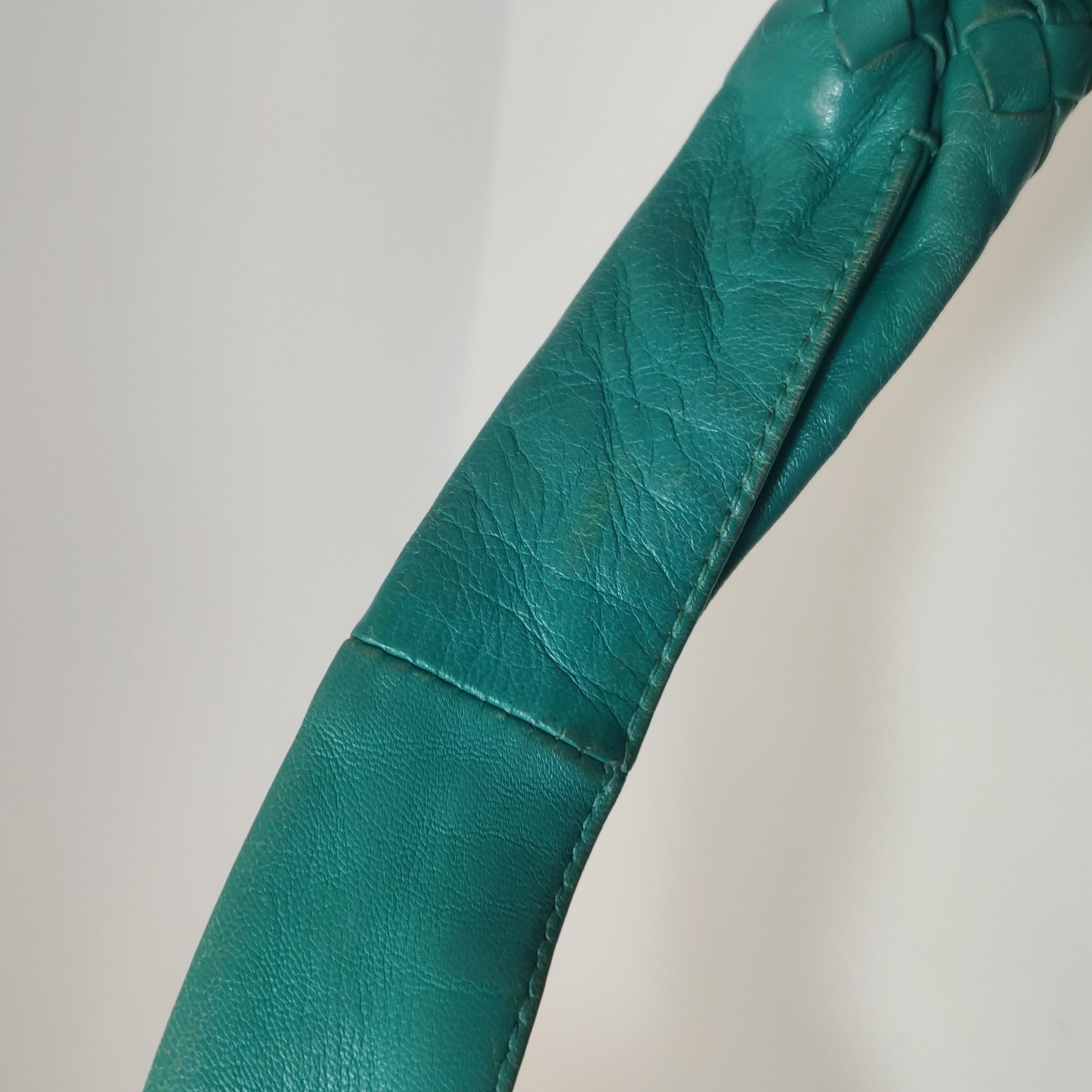 Bottega Veneta Hobo Bag Lambskin Intrecciato Teal Green Medium Large 47cm en vente 7