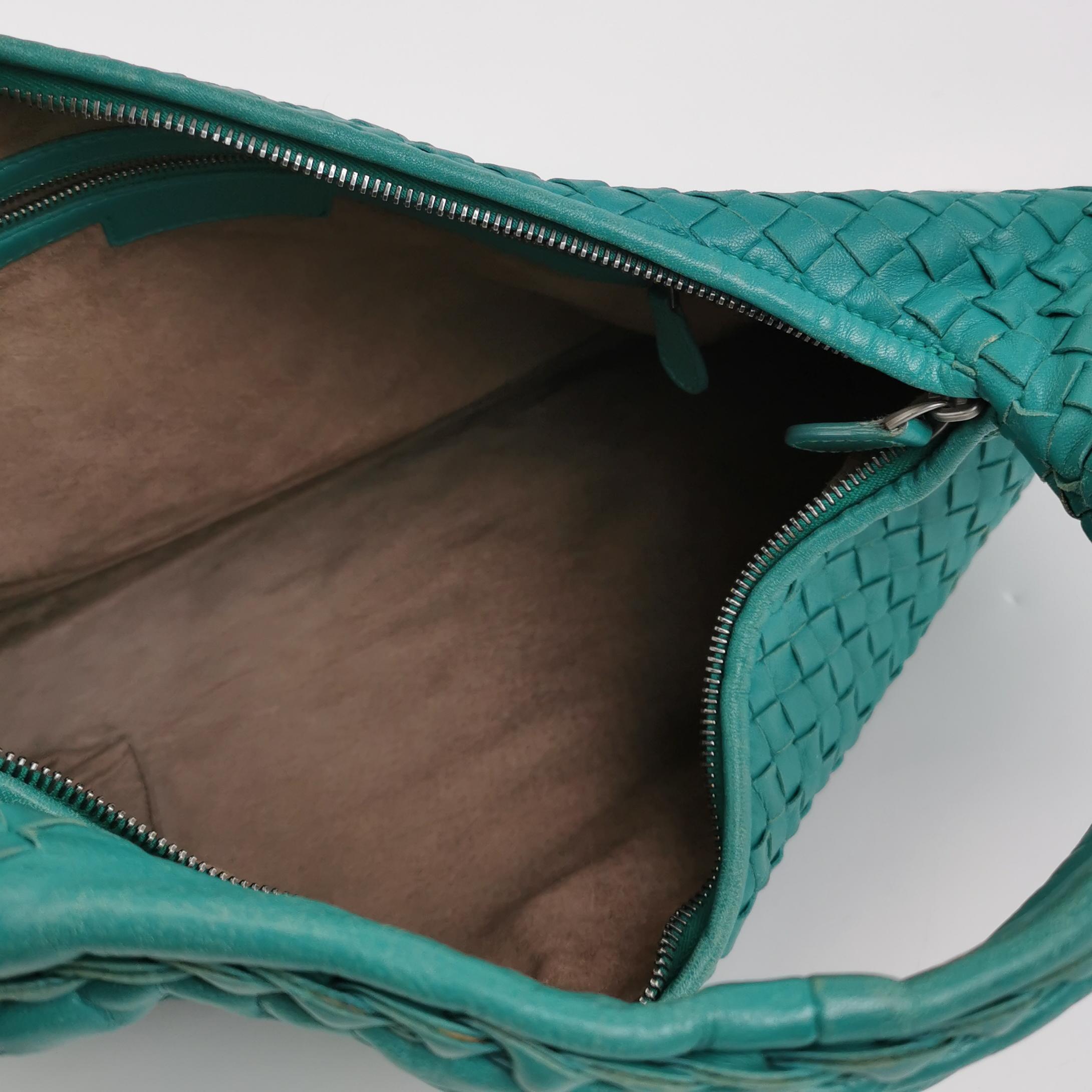 Bottega Veneta Hobo Bag Lambskin Intrecciato Teal Green Medium Large 47cm Pour femmes en vente
