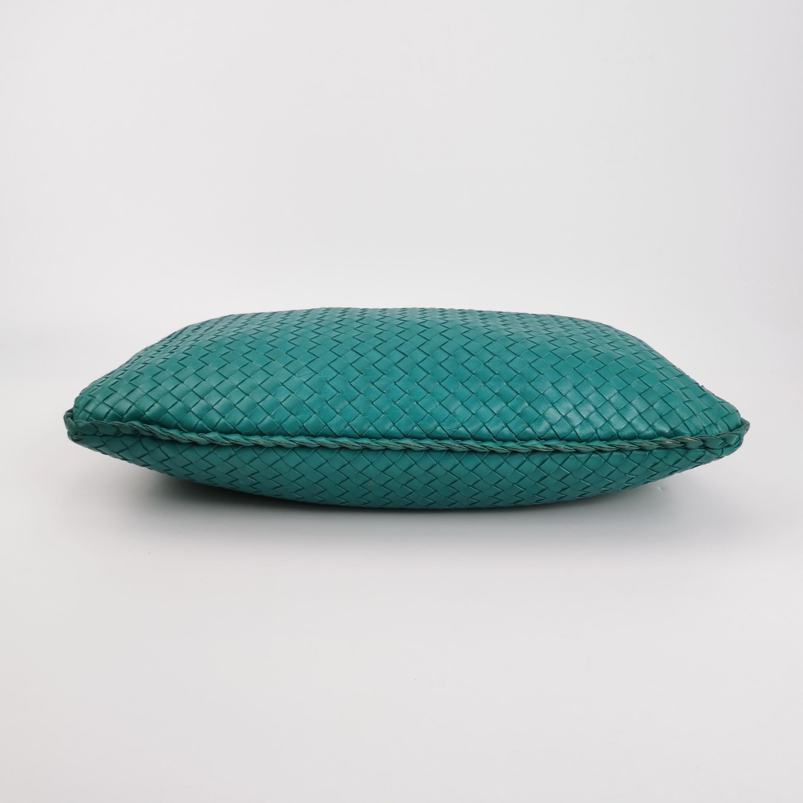 Bottega Veneta Hobo Bag Lambskin Intrecciato Teal Green Medium Large 47cm en vente 1