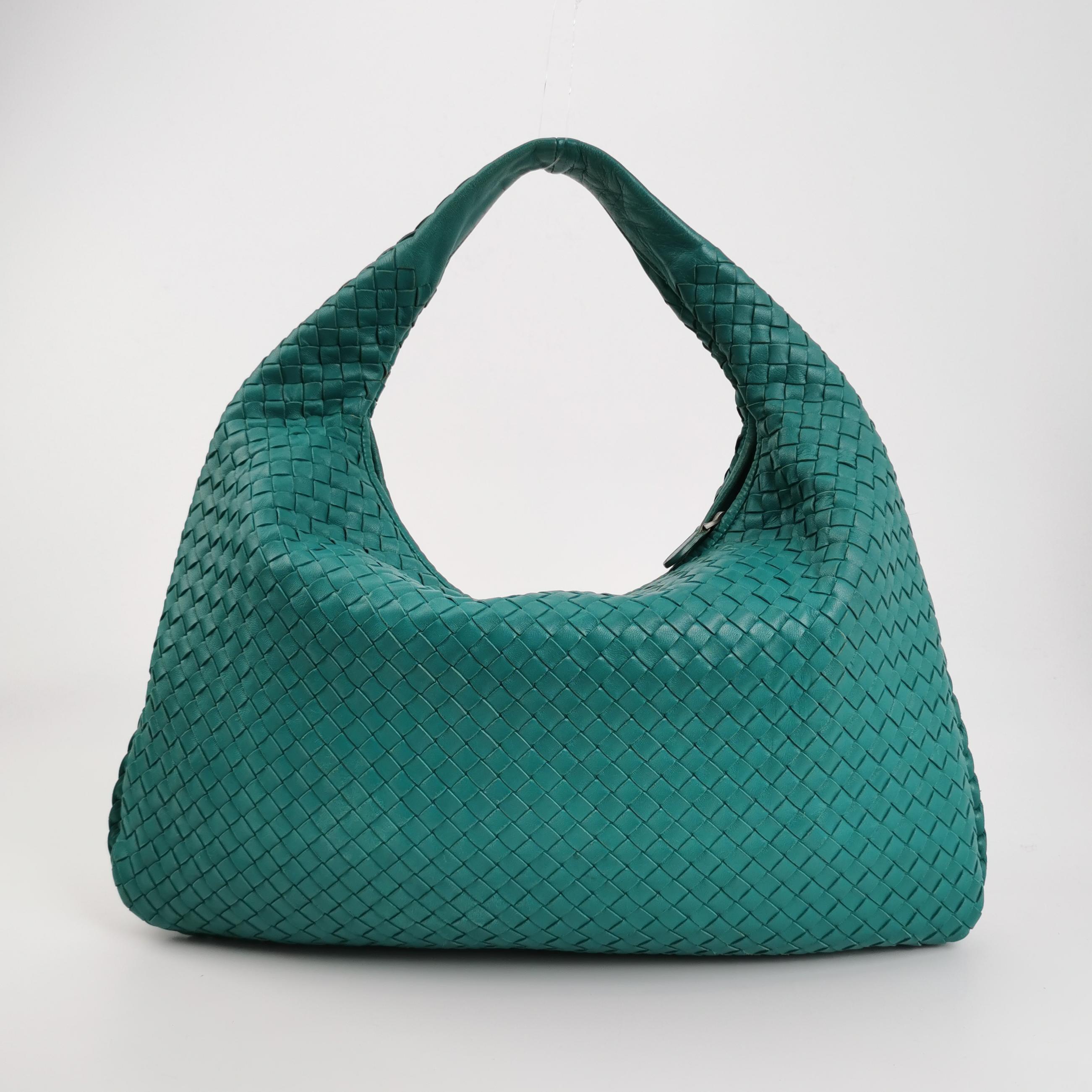 Bottega Veneta Hobo Bag Lambskin Intrecciato Teal Green Medium Large 47cm en vente 2