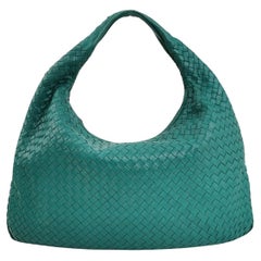 Bottega Veneta Hobo Bag Lambskin Intrecciato Teal Green Medium Large 47cm