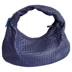 Vintage Bottega Veneta Hobo Bag Lambskin leather Dark Navy Medium 47cm