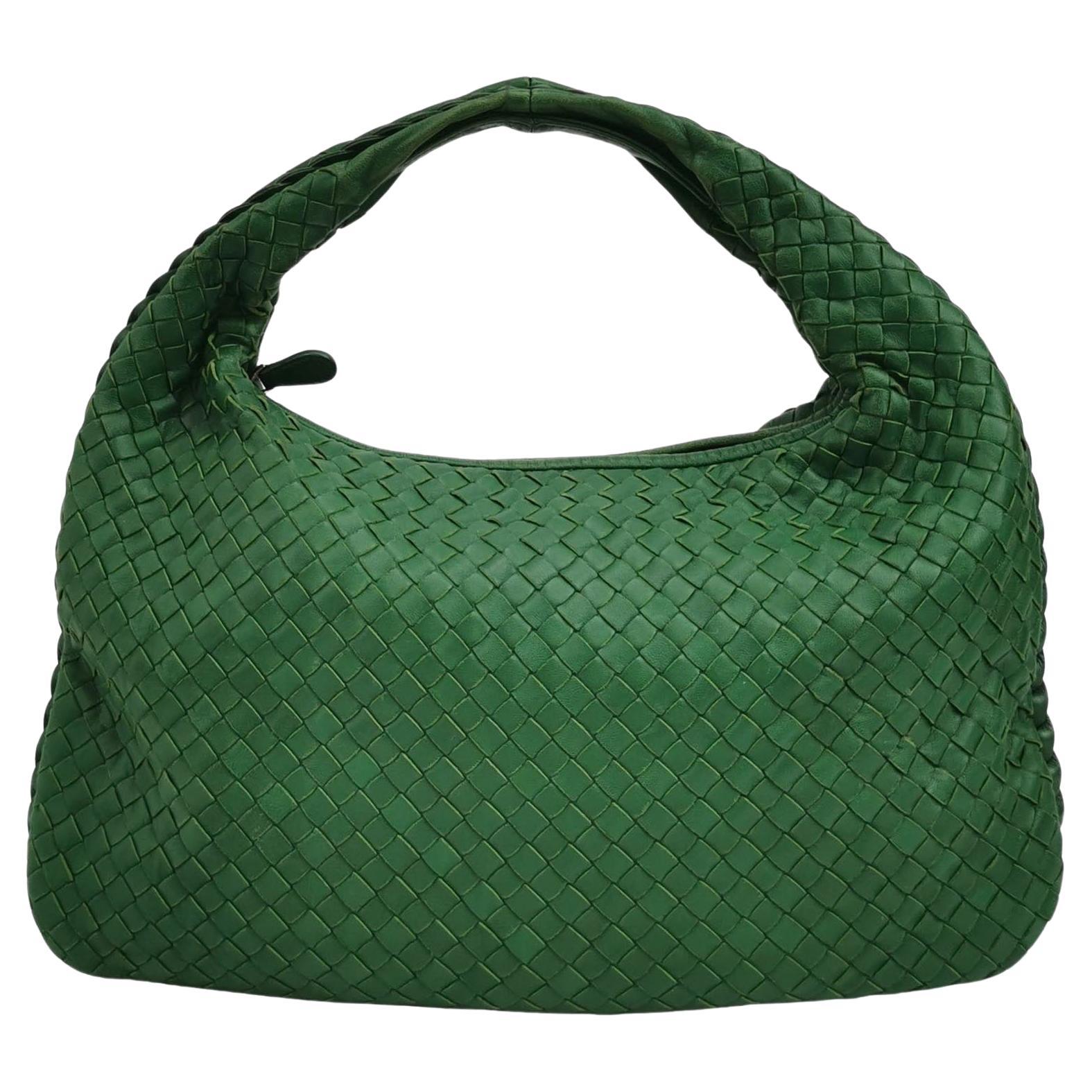 Sac hobo Bottega Veneta en cuir d'agneau vert 40 cm