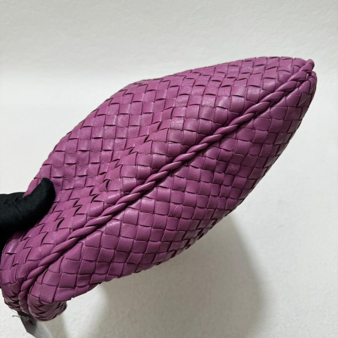 Women's Bottega Veneta Hobo Bag Lambskin leather Lavender Purple Handle Medium 47cm