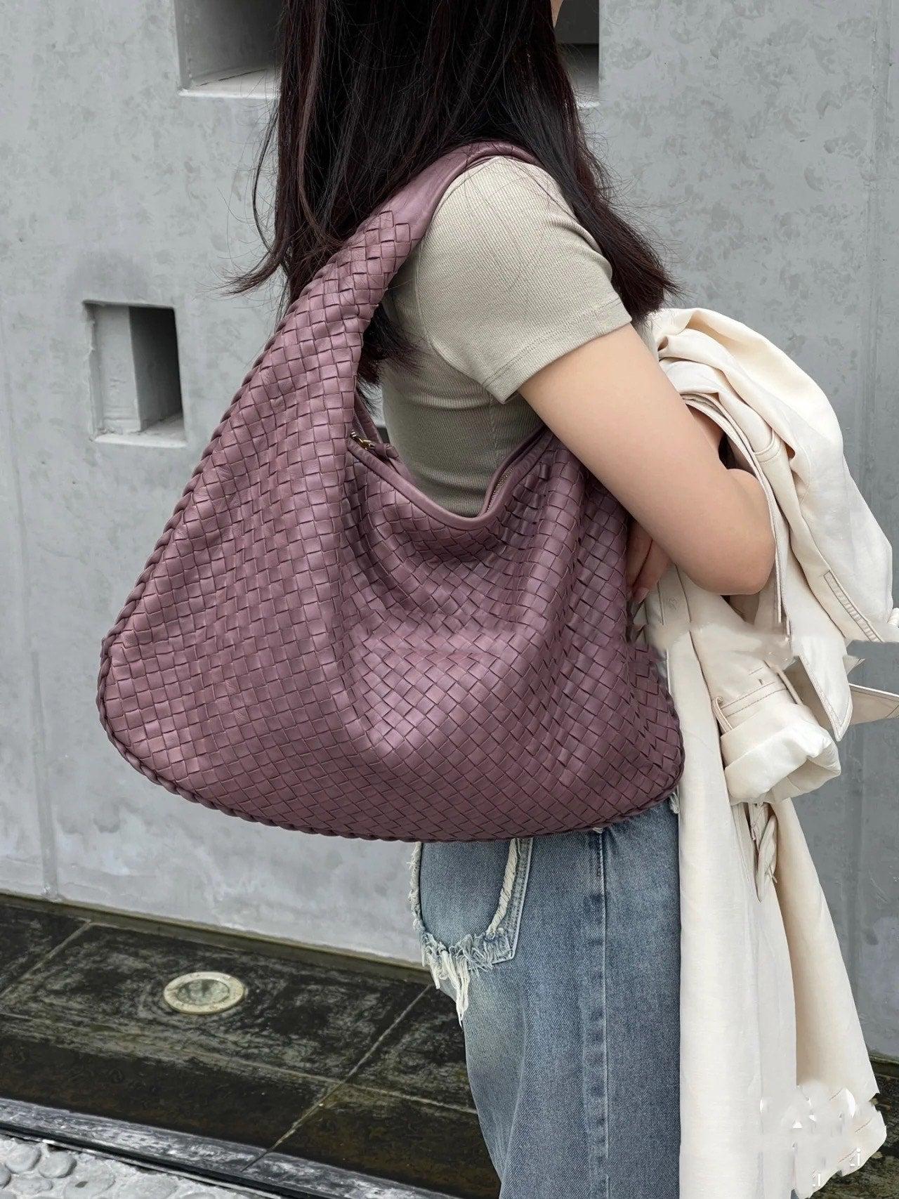 Bottega Veneta Hobo Bag Lambskin leather Lilac Lavender Purple Medium 47cm 15