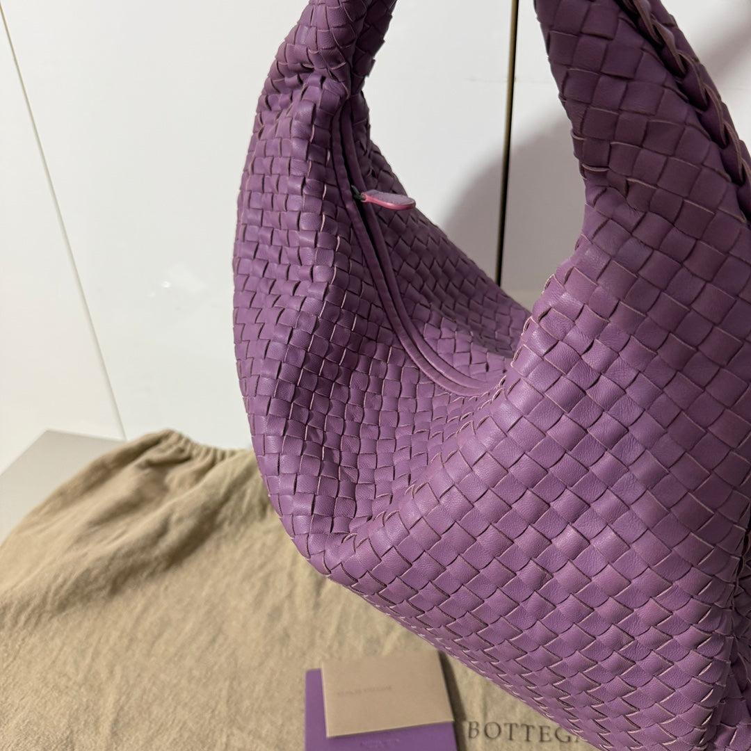 Women's Bottega Veneta Hobo Bag Lambskin leather Lilac Lavender Purple Medium 47cm