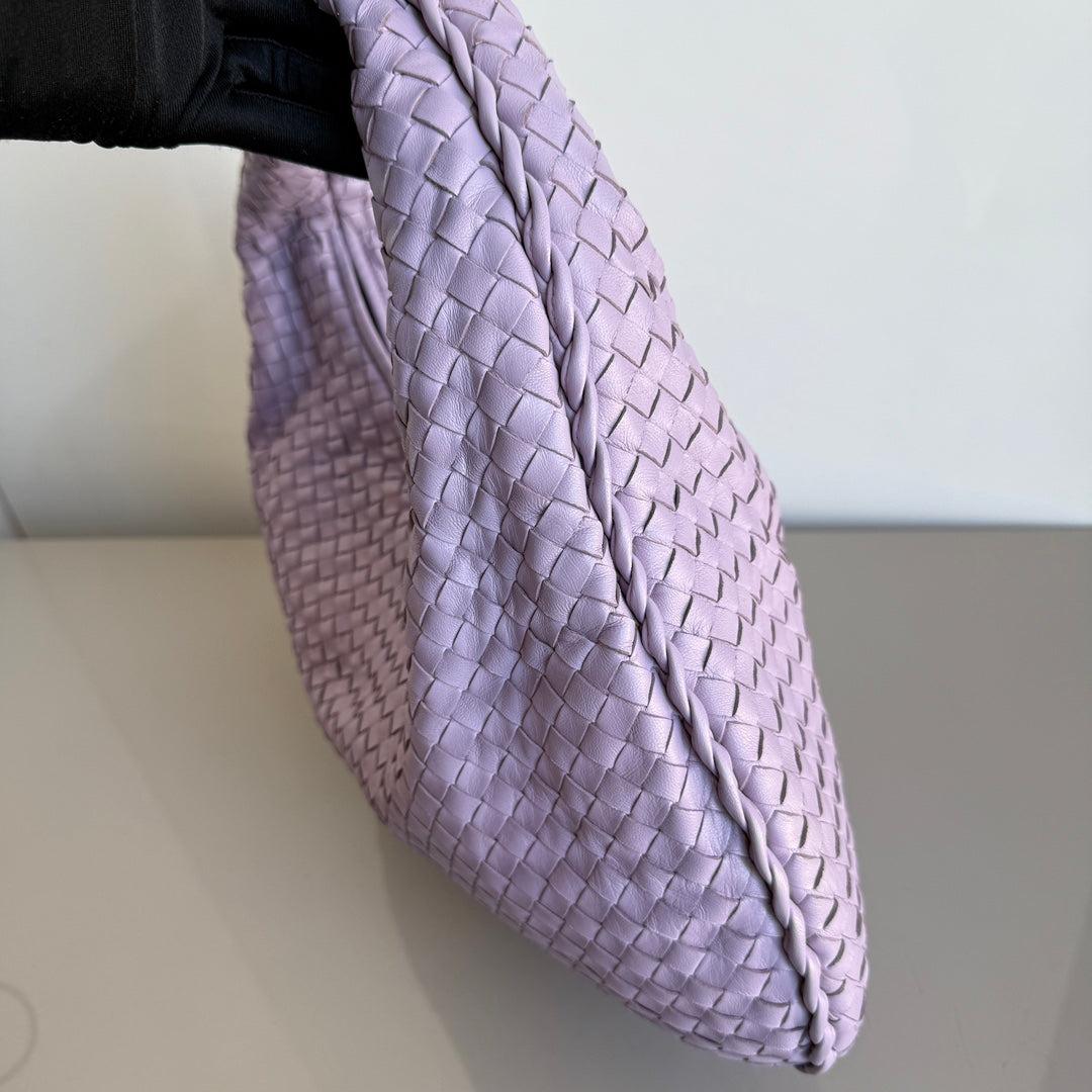 Gray Bottega Veneta Hobo Bag Lambskin leather Lilac Purple Large 47cm