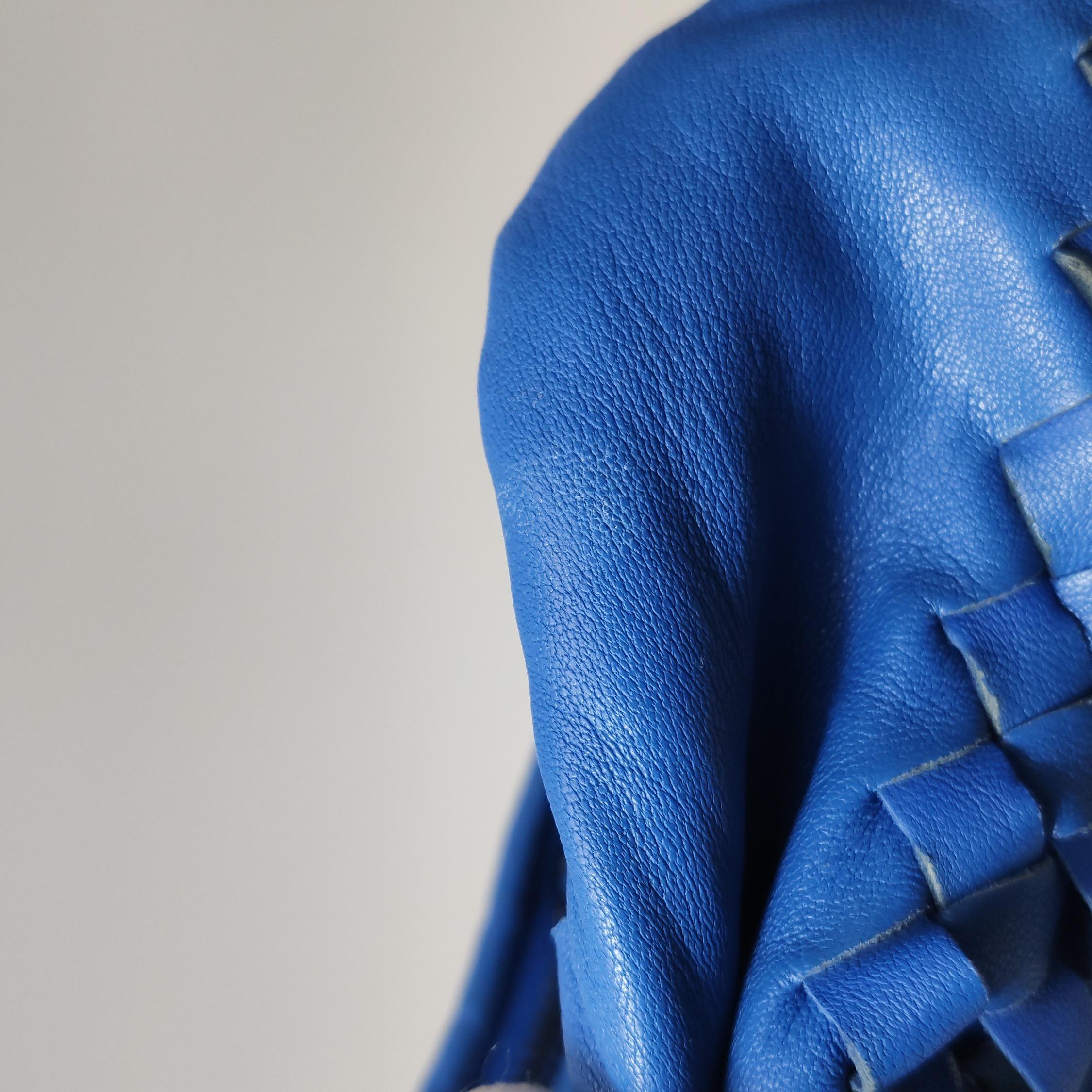 Bottega Veneta Hobo Bag Lambskin Leather Royal Blue 42cm Thick Shoulder Pad 9
