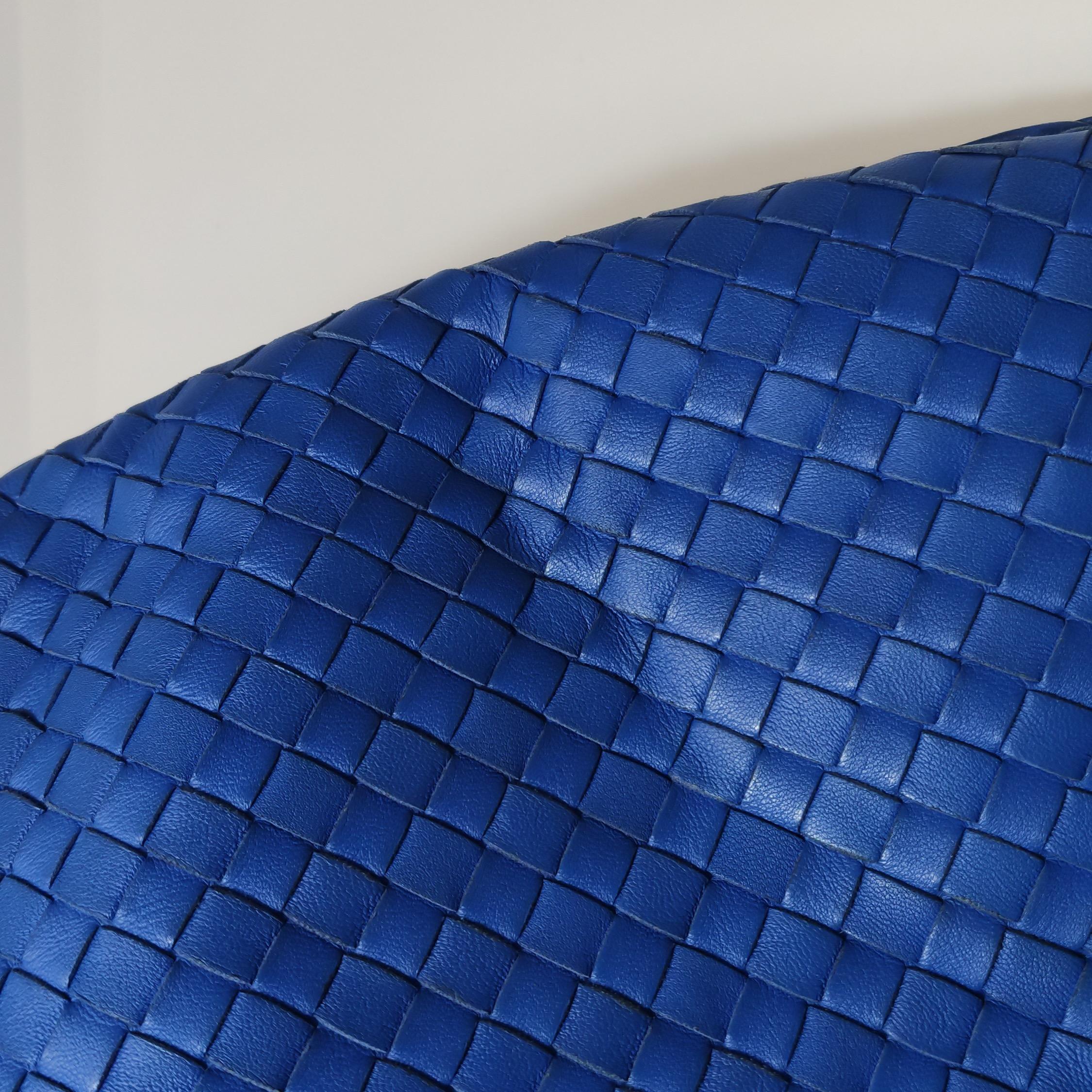 Bottega Veneta Hobo Bag Lambskin Leather Royal Blue 42cm Thick Shoulder Pad 12