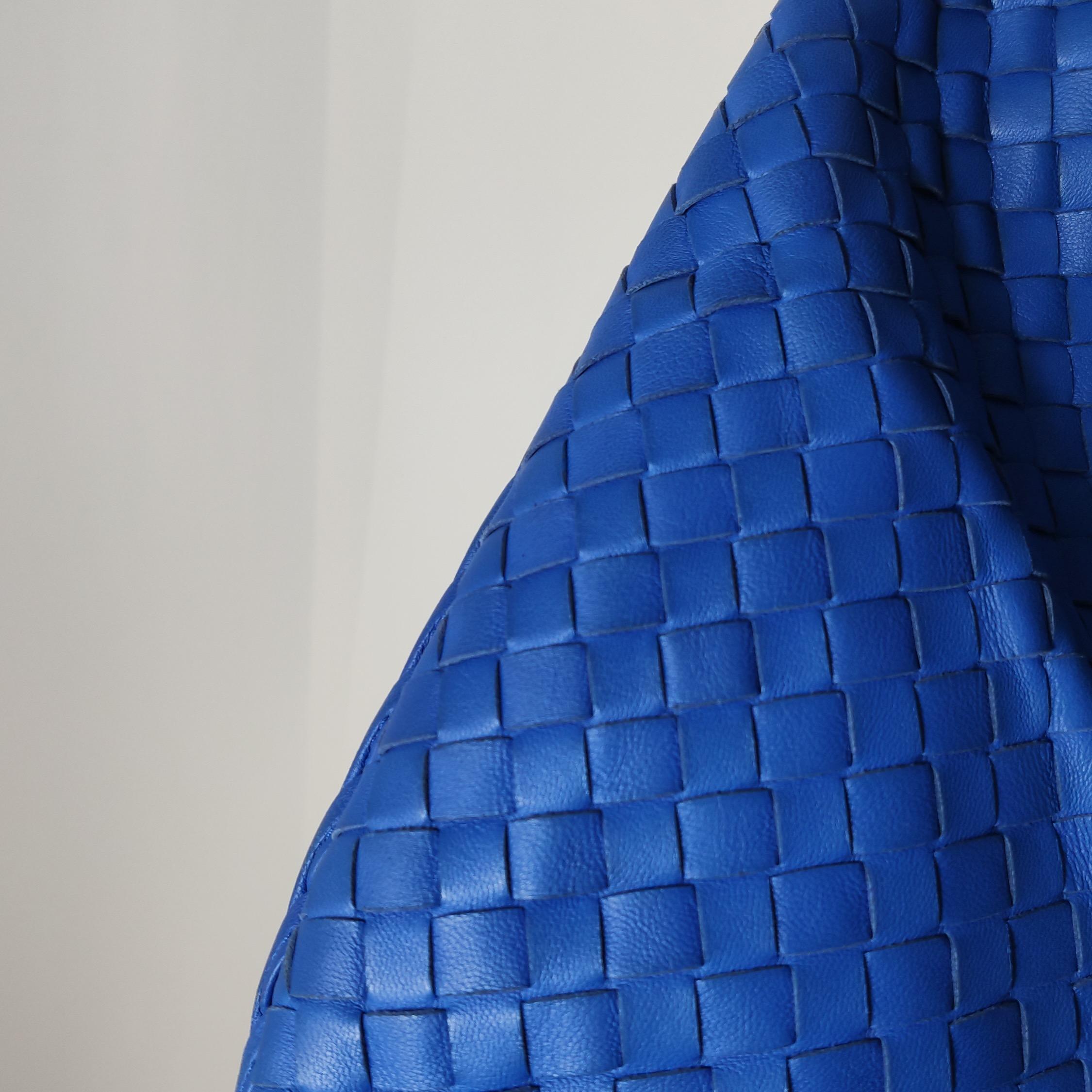 Bottega Veneta Hobo Bag Lambskin Leather Royal Blue 42cm Thick Shoulder Pad 13