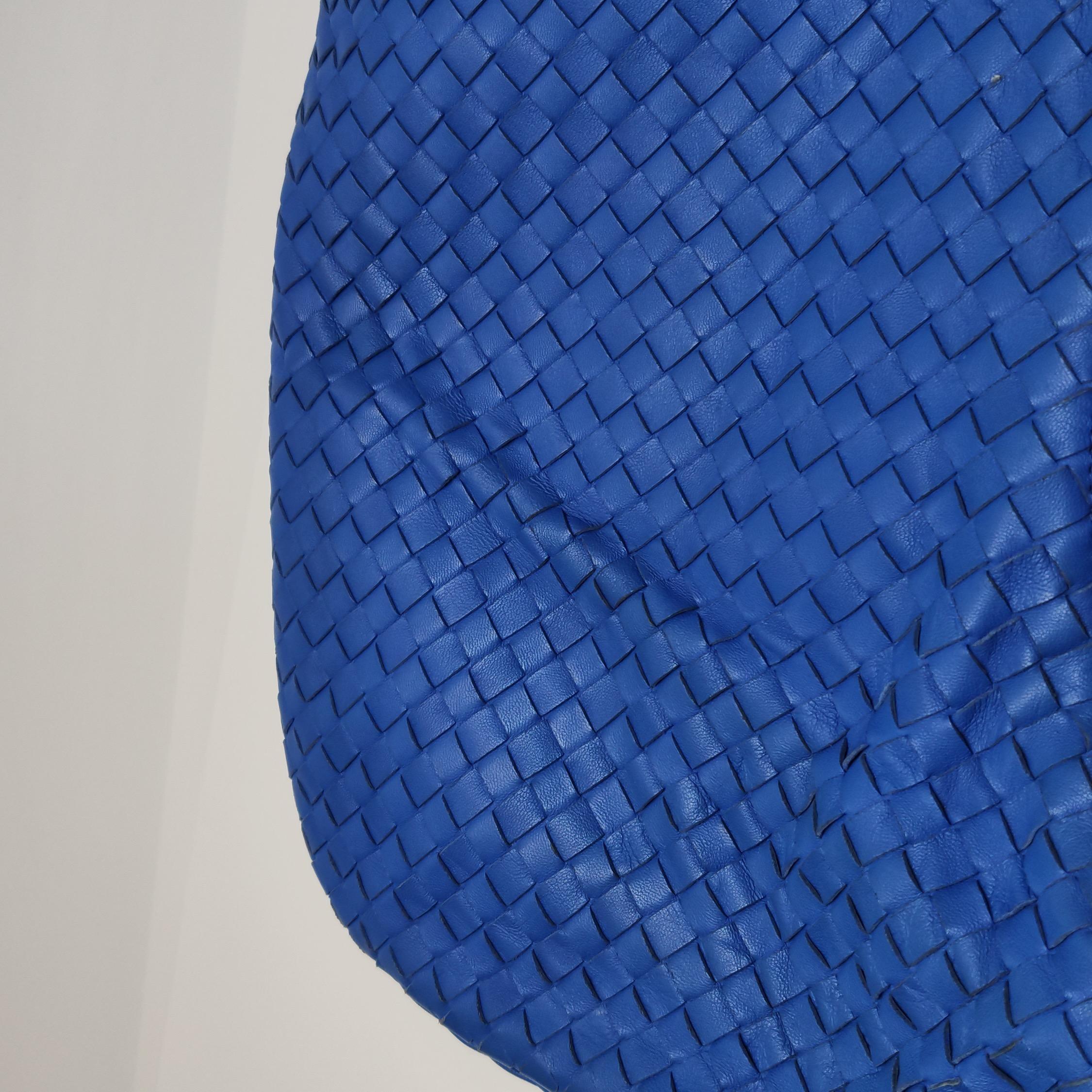 Bottega Veneta Hobo Bag Lambskin Leather Royal Blue 42cm Thick Shoulder Pad 15