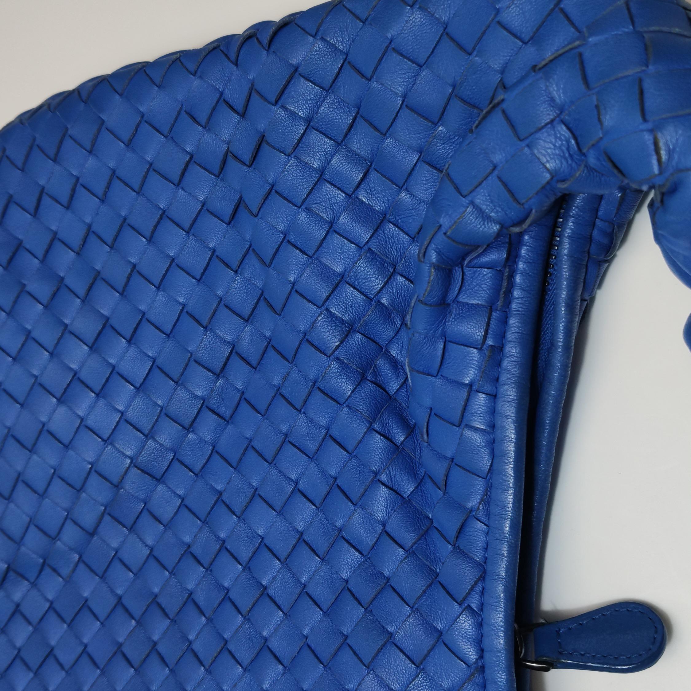 Bottega Veneta Hobo Bag Lambskin Leather Royal Blue 42cm Thick Shoulder Pad 16