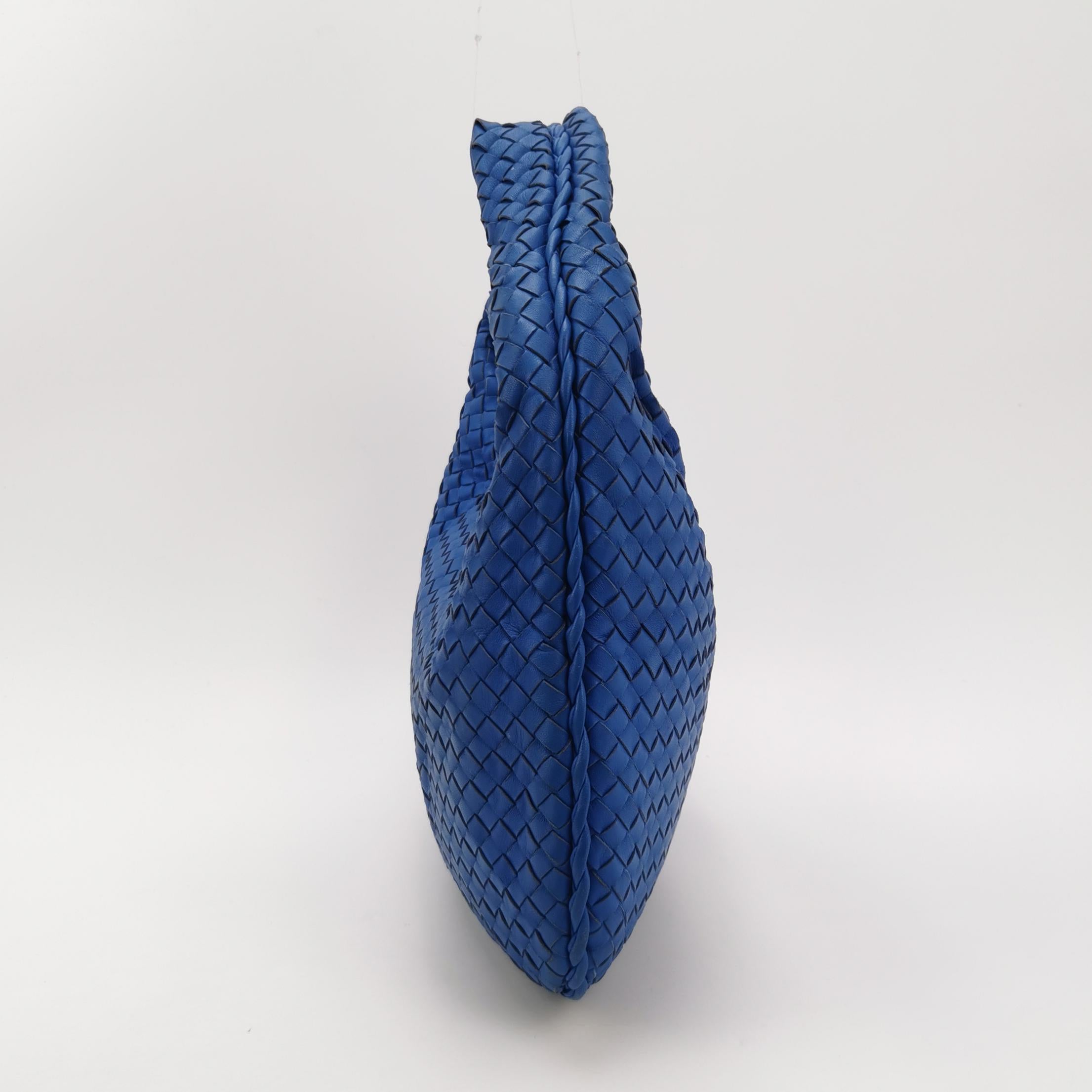 Women's Bottega Veneta Hobo Bag Lambskin Leather Royal Blue 42cm Thick Shoulder Pad