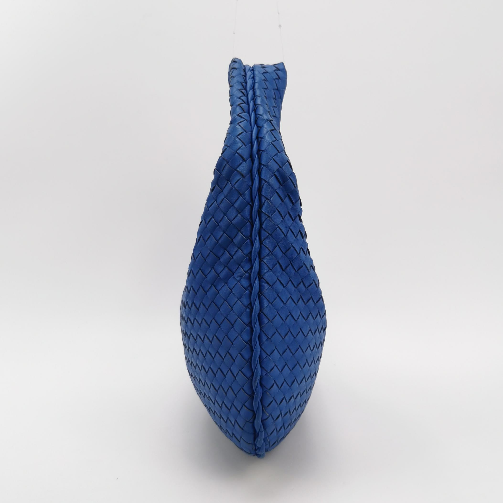 Bottega Veneta Hobo Bag Lambskin Leather Royal Blue 42cm Thick Shoulder Pad 1