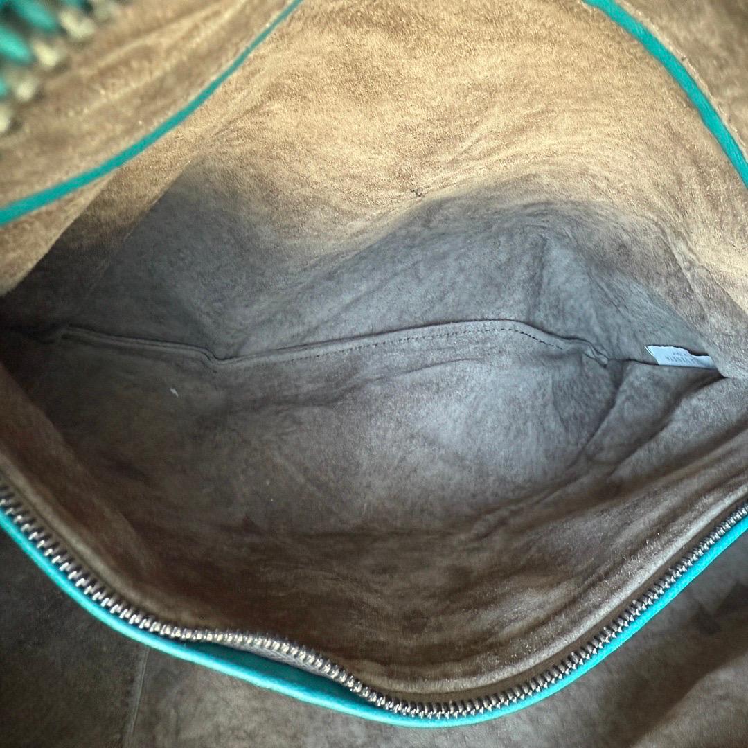 Bottega Veneta Hobo Bag Lambskin leather Teal Green 47cm For Sale 7