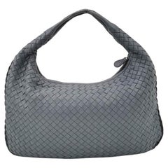Bottega Veneta Hobo Bag leather Blue Grey Medium 40cm