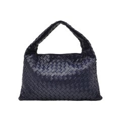 Bottega Veneta Hop Hobo Medio in pelle Navy 46cm
