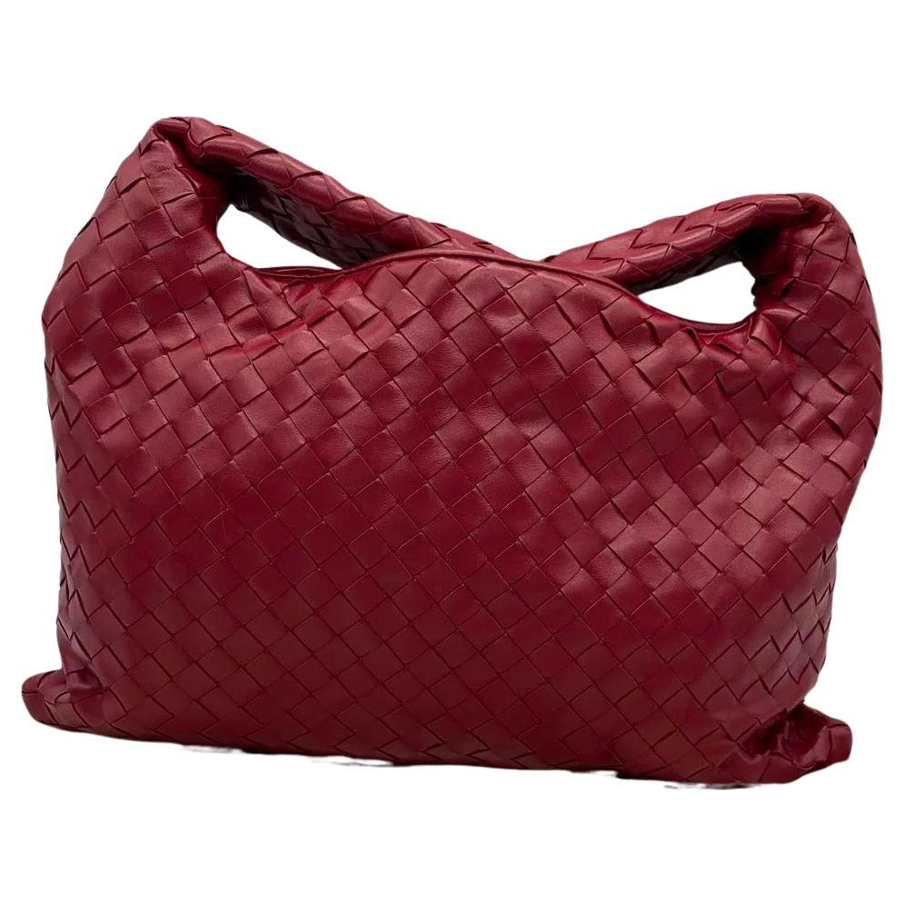 Bottega Veneta Hop Hobo Small Red Intrecciato Leather