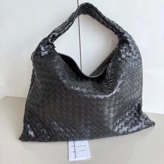 Bottega Veneta Hop Large Black Leather Bag Intrecciato