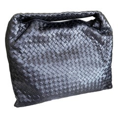 Bottega Veneta Hop Large Black Leather Bag Intrecciato