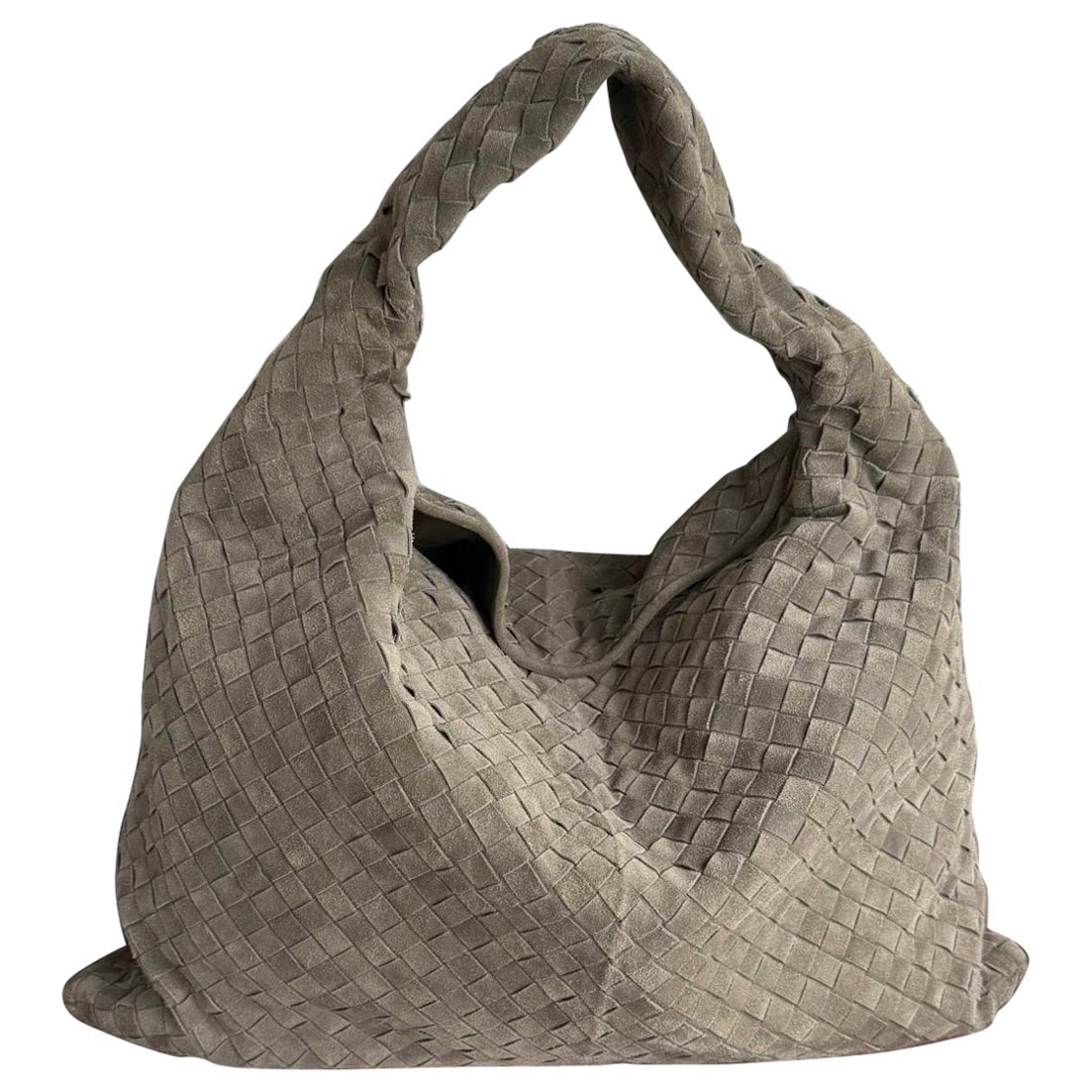 Bottega Veneta Hop Large Grey Suede Leather Hobo Bag 54cm