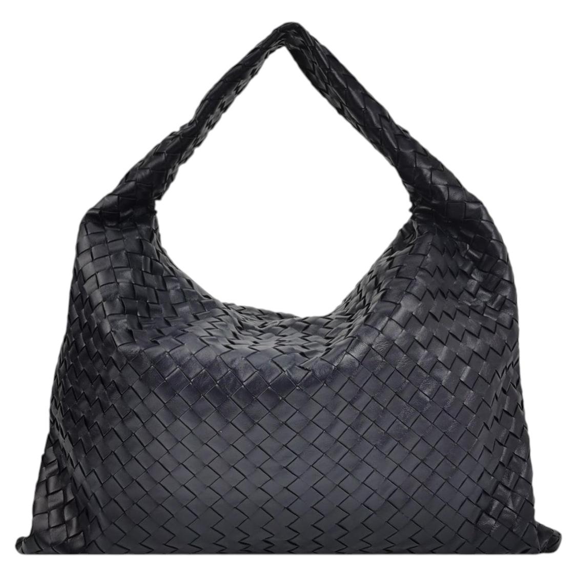 Bottega Veneta Hop Grande Borsa Hobo in Pelle Navy 55cm