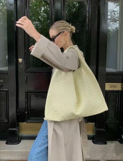 Bottega Veneta Hop Large Leather Pale Cream Yellow Hobo Bag
