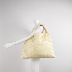Bottega Veneta Hop Large Leather Pale Cream Yellow Hobo Bag