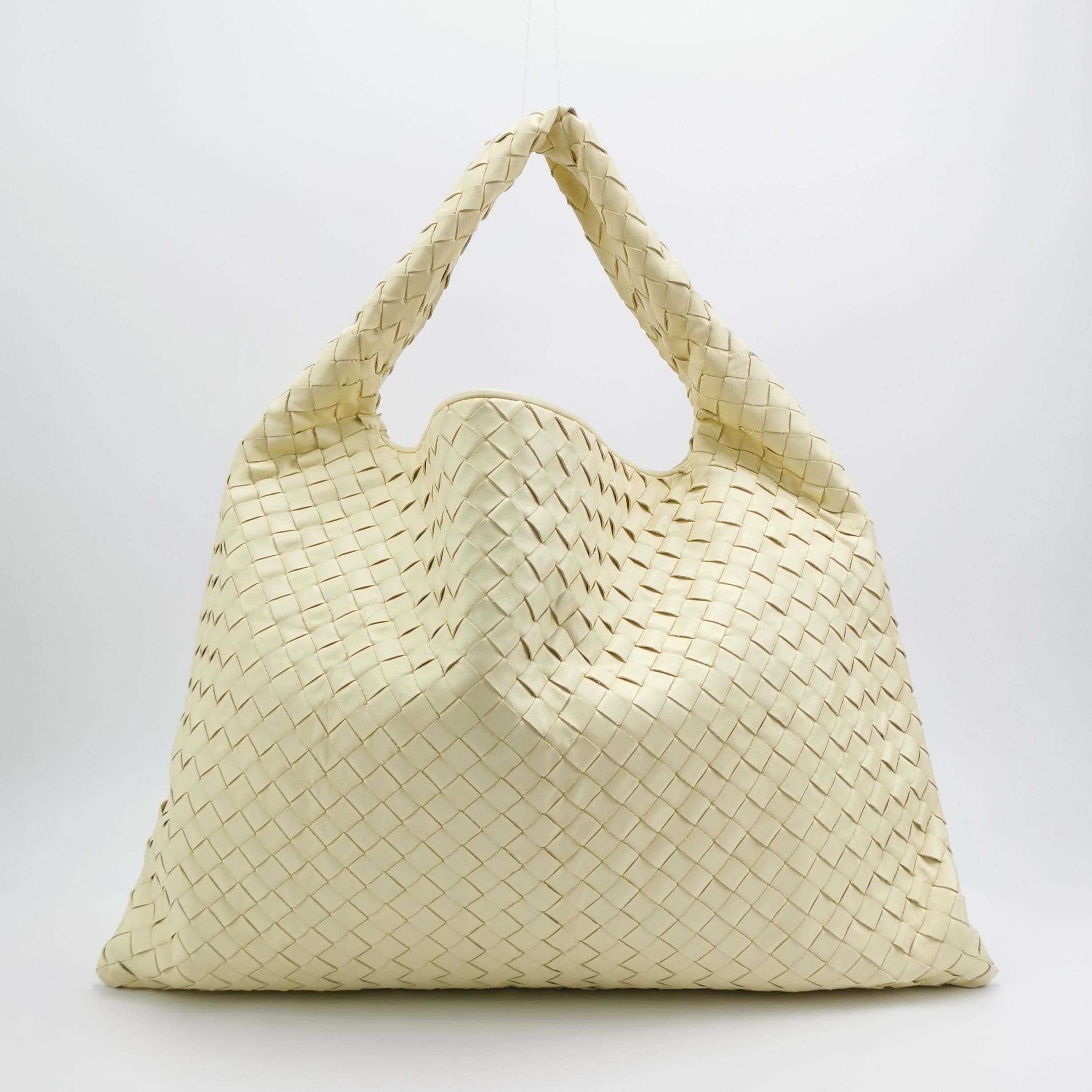 Bottega Veneta Hop Large Borsa Hobo in pelle giallo crema chiaro in vendita 2