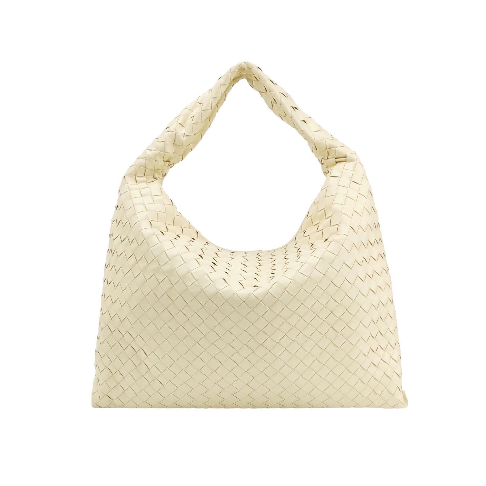 Bottega Veneta Hop Large Leather Pale Cream Yellow Hobo Bag For Sale