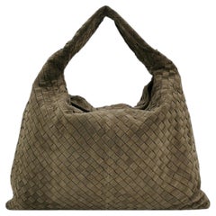 Bottega Veneta Hop Large Olive Green Suede Leather Hobo Bag 54cm