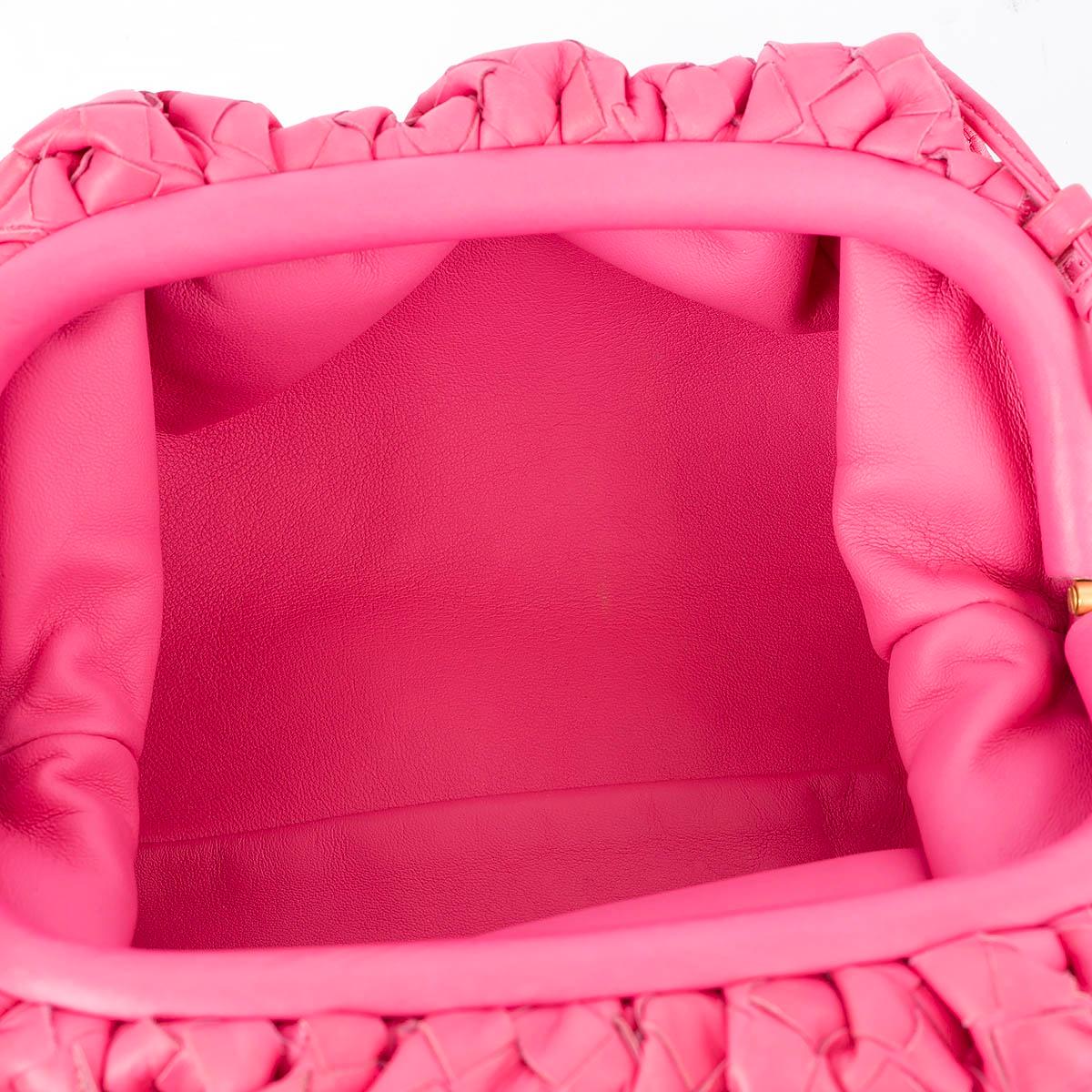 Pink BOTTEGA VENETA hot pink leather INTRECCIATO MINI POUCH Crossbody Bag For Sale