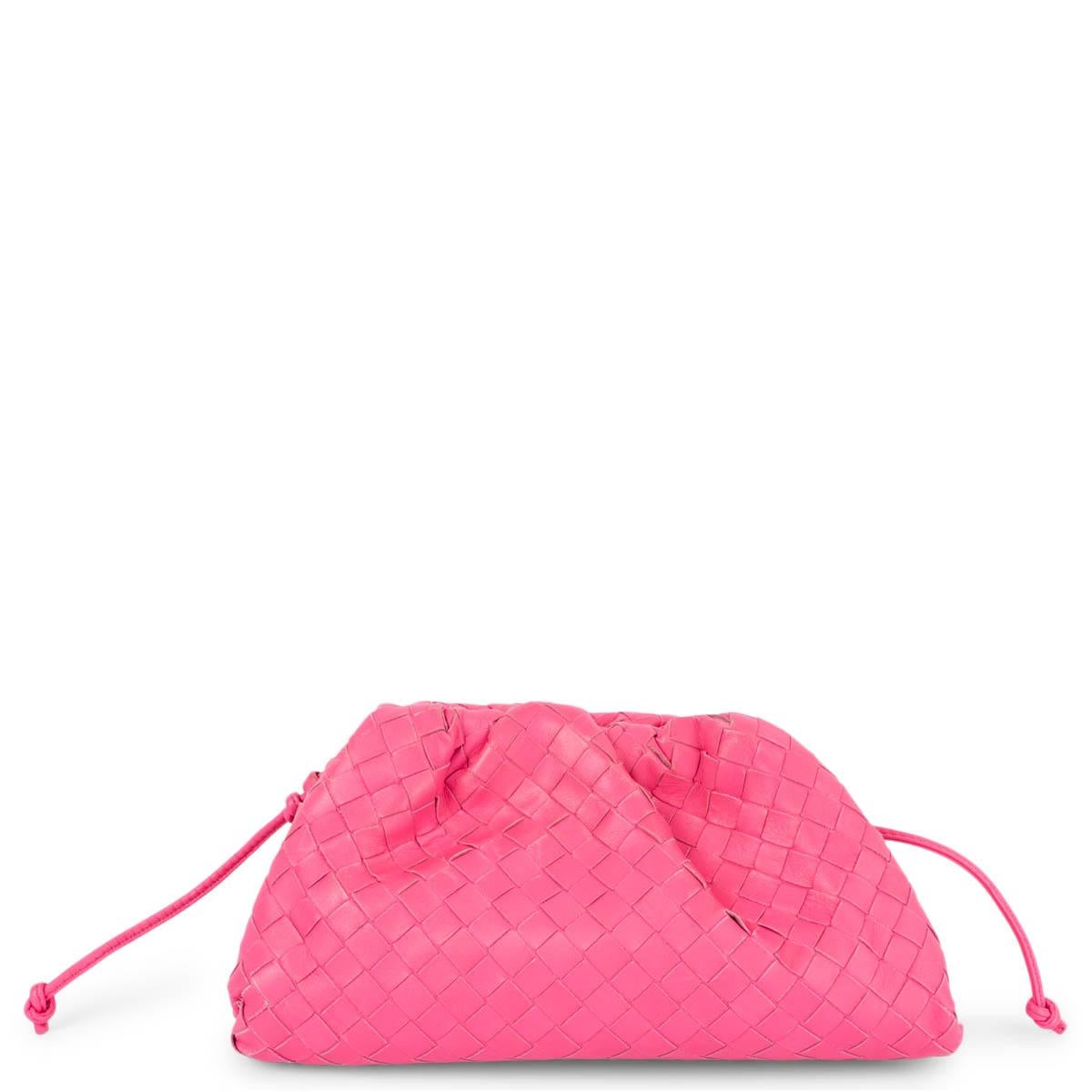 BOTTEGA VENETA hot pink leather INTRECCIATO MINI POUCH Crossbody Bag