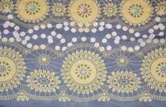 Bottega Veneta Huge Midnight Blue/Olive Multi-Color "Floral Lace" Scarf